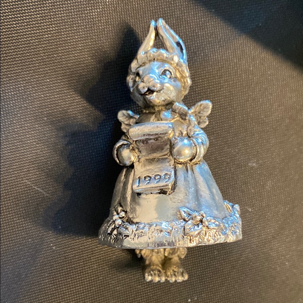 Bunny bell silver ornament